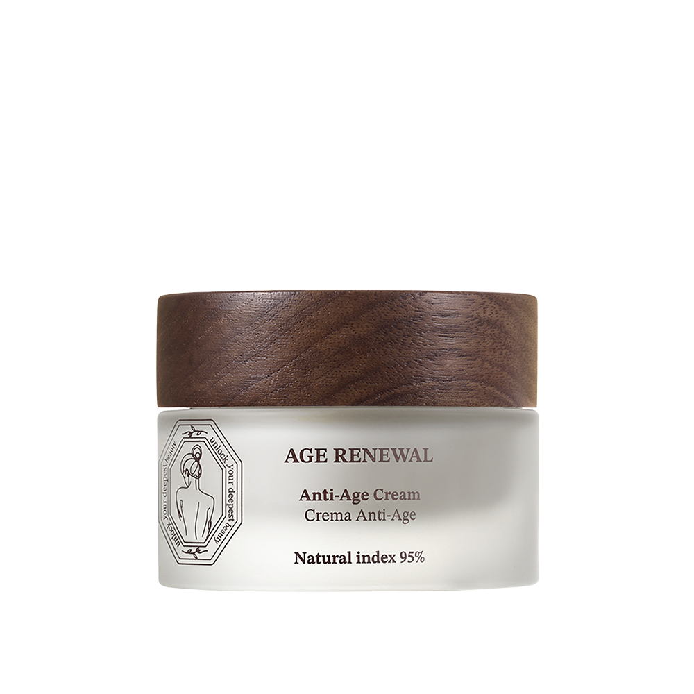 AGE RENEWAL 抗老面霜產品，白色霧面玻
